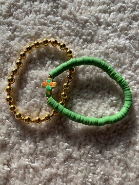 {Handmade} Green Cross Bracelet Set